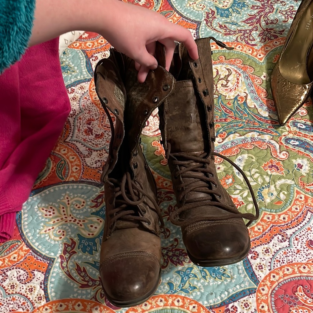 Brown lace-up boots